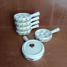 6 Cassolettes À Escargots En Porcelaine, L'Hirondelle, Service À Escargots
