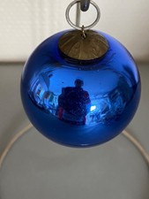 BELLE BOULE DE NOËL / SAPIN EN VERRE ÉGLOMISÉ GOETZENBRUCK BLEUE XIX S