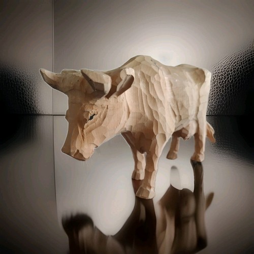 Sculpture bois animaux - , vache