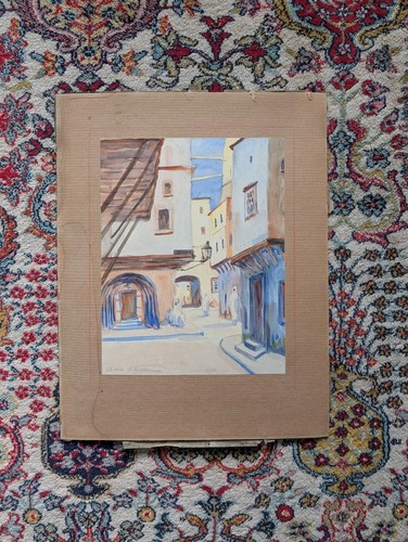 Aquarelle orientaliste scène - aquarelle,