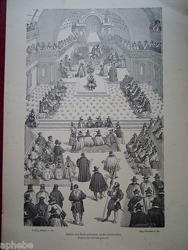 Gravure ancienne paris etats - ancienne,