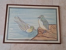 Couple d'oiseaux , Gouache sur