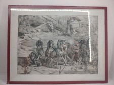 Gravure Chiens De Chasse Eau