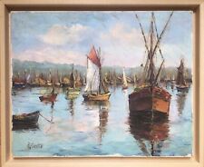 René LOROTTE, actif début XXe.Bateaux au port,vers 1910.Huile/toile.33x41.SBG.