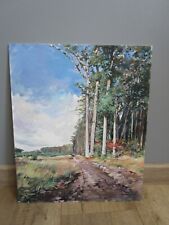 PEINTURE SUR CARTON  SIGNEE MICHEL GROLIER BOIS SOUS BOIS