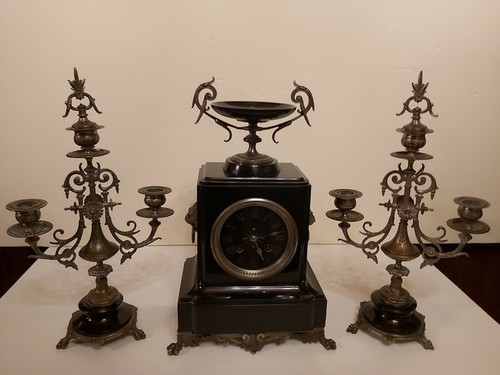 Pendule chandeliers marbre - et,