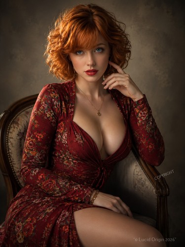 Photo femme rousse glamour - a4,