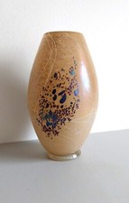 BIOT- Robert PIERINI Vase en verre teinté , décor abstrait
