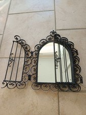 Miroir ancien, vintage ouvrant à volets en fer forgé