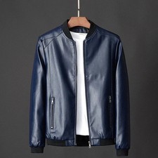 Veste En Cuir D'Agneau Bleu