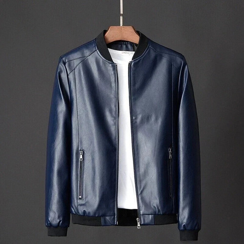 Veste cuir agneau bleu - veste,