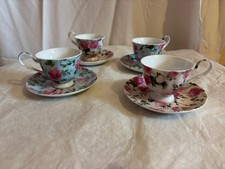 SILEA lot 4 tasses à café avec soucoupe