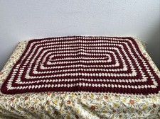 Ancienne Petite Couverture Bébé En Laine Crochet Fait Main Deco Rétro 