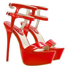 Sexy Sandales Cubiste Rouge