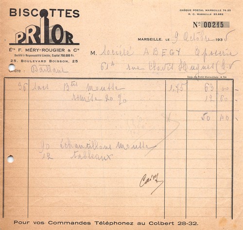 1935 biscottes prior - prior, a