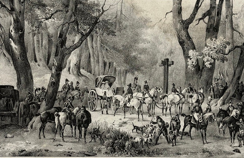 Voiture cour caleche chasse - caleche,