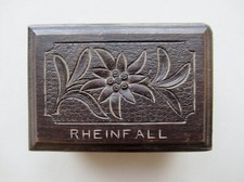 Boîte en bois souvenir de voyage aux Chûtes du Rhin / Art Populaire