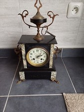 Horloge cheminée, marbre noir