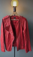 Veste Rouge Orangé En Cuir D’agneau