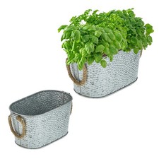 Jardiniere zinc bac à fleurs 2 pièces 5,5 l jardinière vintage pot en zinc