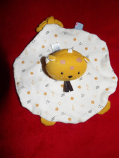 Doudou Plat RondSucre d'Orge Chat Léopard Orange  Blanche Empreinte Patte