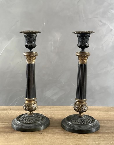 Ancienne paire bougeoirs - paire,