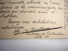 Carte Autographe Abbé J. H