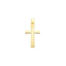 Pendentif Croix Or Jaune 18K, Vis- , Brillante Et Finition Satinée, Plate, 28 MM