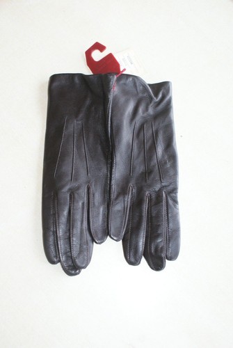 Paire gants noir cuir - de,