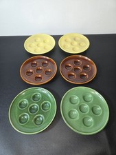 Lot de 6 assiettes à escargots vintage 6 emplacements – faïence 16 cm