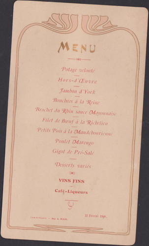 Menu ancien daté 22 - ancien,