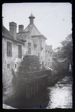 NEGATIF Photo Maison Moulin à eau Moteur hydraulique c1900