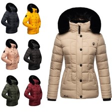 Marikoo Femmes Hiver Matelassé Veste Parka Capuche Avec Fausse Fourrure Qesraa