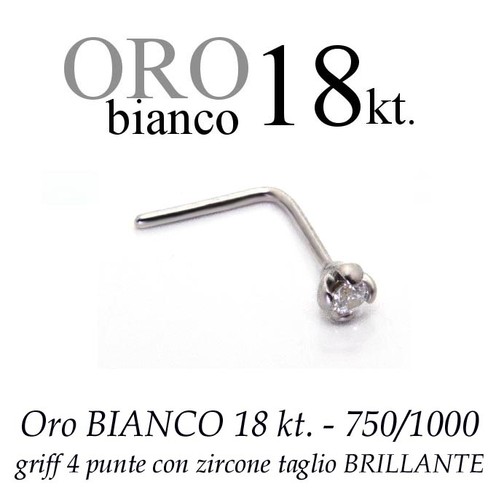 Piercing nez blanc 18kt - blanc,