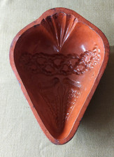 Ancien Moule à Gâteau Forme Cœur ou coquillage  Terre Vernissée Alsace XIXe