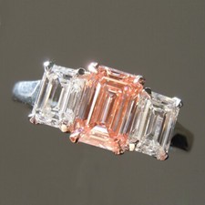 Bague mariage platine diamant orange rose 2 carats IGI GIA laboratoire créée ...
