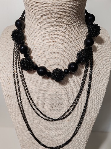 Collier rangs noir - collier,