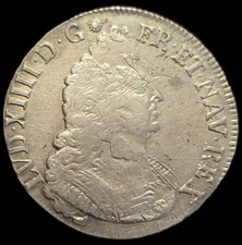 Écu Aux Palmes 1698 8/7 X Amiens Louis XIV Reformé Rarissime 