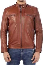 Veste En Cuir Marron Pour