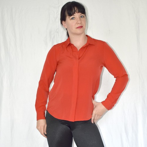 Blouse satin rouge terre - blouse,