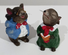 LOT de 2 personnages en plâtre décoratifs-couple souris cérémonie...ou NoËL