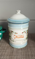 POT EPICE ANCIEN EMAILLE JAPY IDEM CAFETIERE DECOR PENSEES COLLECTION  VINTAGE