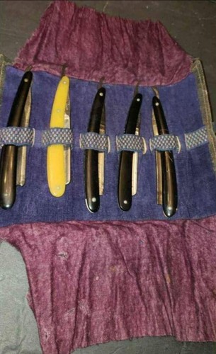 Antique straight razor - straight, leather