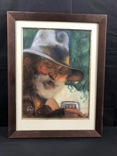 Louis Fortuney (1878-1950) Dessin pastel - Portrait de vieillard