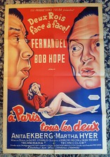 Affiche LITHO 1958 A PARIS TOUS LES DEUX 80x120 FERNANDEL Bob HOPE [RARE] 2