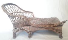 Méridienne poupée Napoléon III osier garniture XIX° chaise longue doll wicker
