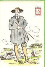 P.MARGOTTON  carte postale  ILLUSTRATEUR   : dessin  LIMOUSIN (paysan et vaches)