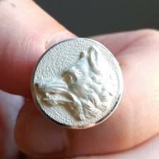 E05B06 tête de loup blanc nacré D17mm bouton de vénerie de chasse d'uniforme 