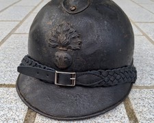 Jugulaire tressée OFFICIER CASQUE Adrian mod. 1915-1926 en Cuir Noir
