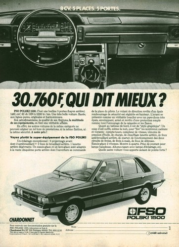 Publicité ancienne voiture
